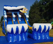 Blue Wave double Lane Inflatable Waterslide rental in the Victoria Texas area.