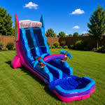Blue Wave double Lane Inflatable Waterslide rental in the Victoria Texas area.